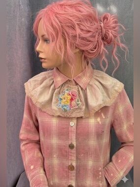 Vintage Detachable Ruffle clown Collar Linen Lace Cottagecore
